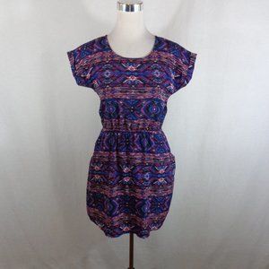 Pink Republic Blue Tribal Printed Dress M